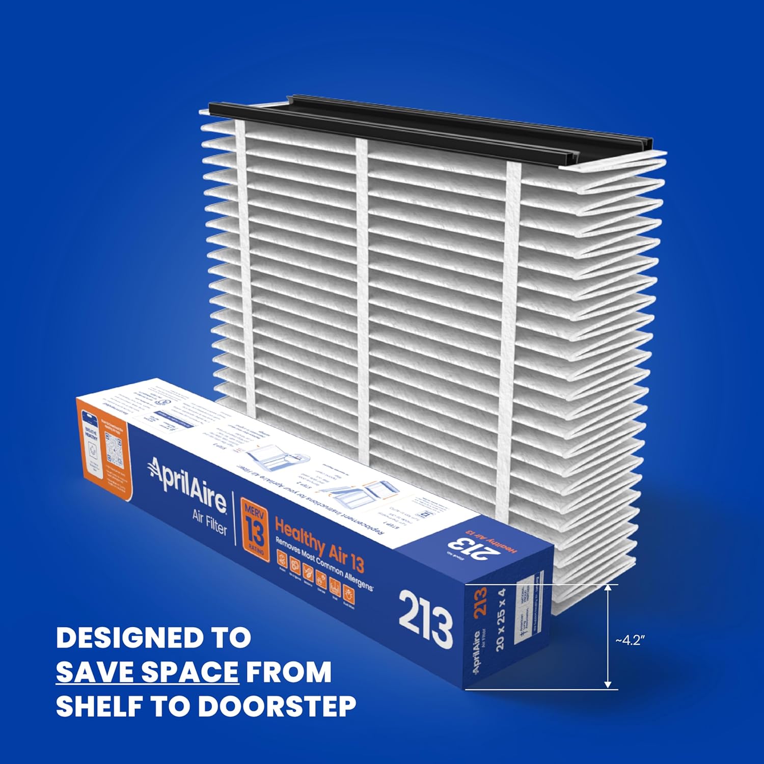 AprilAire 213 Replacement Filter for AprilAire Whole House Air Purifiers - MERV 13, Healthy Home Allergy, 20x25x4 Air Filter (Pack of 2)