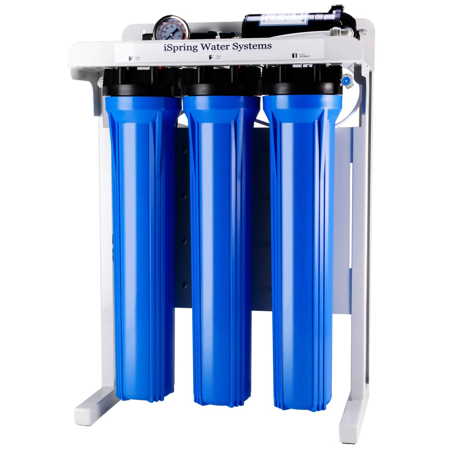 iSpring RCS5T Commercial Tankless Reverse Osmosis RO Water Filter System with 1.5:1 Pure to Drain Ratio, Pressure Gauge