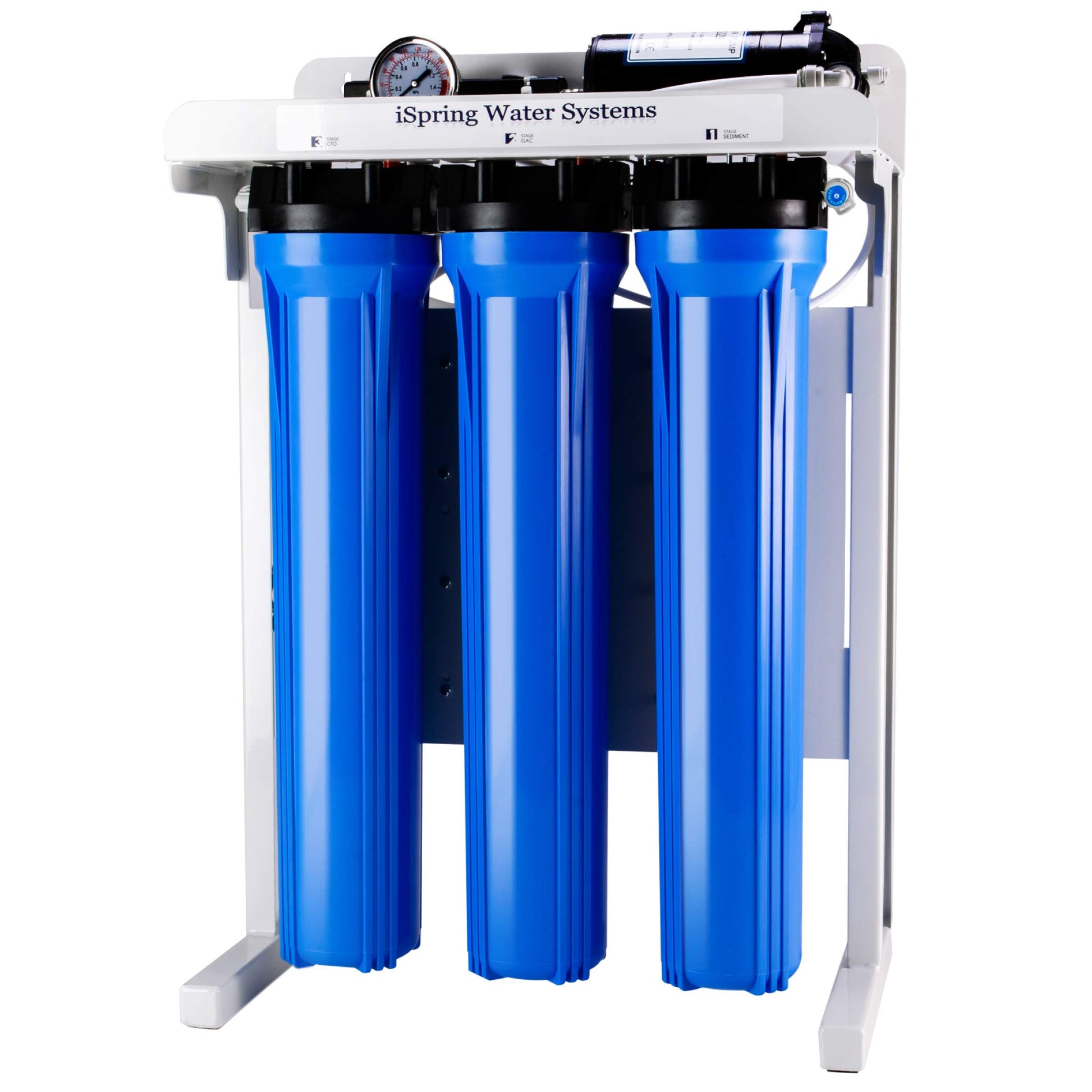 iSpring RCS5T Commercial Tankless Reverse Osmosis RO Water Filter System with 1.5:1 Pure to Drain Ratio, Pressure Gauge